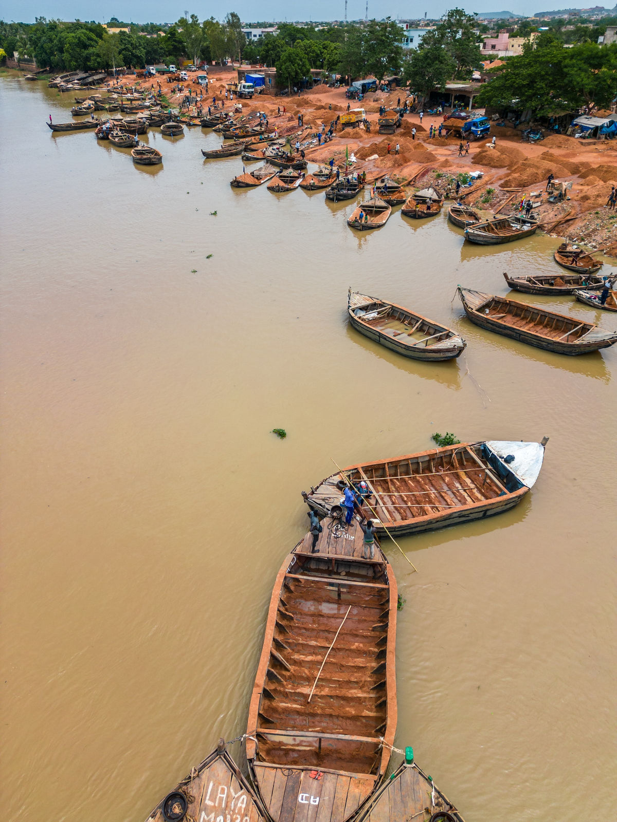 Traditional boats on the Niger River, Bamako
