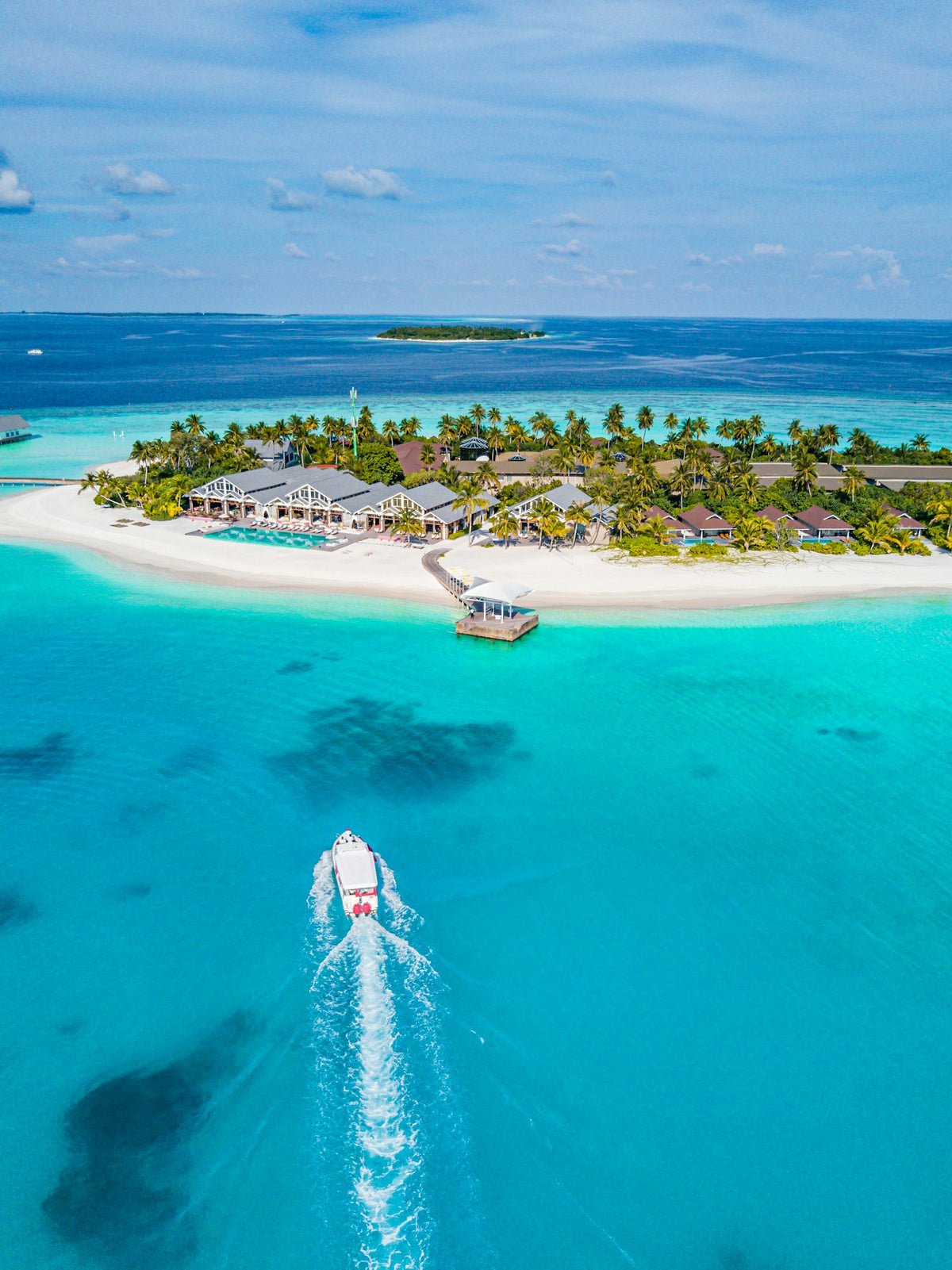 Boat heading to a resort island, Maldives