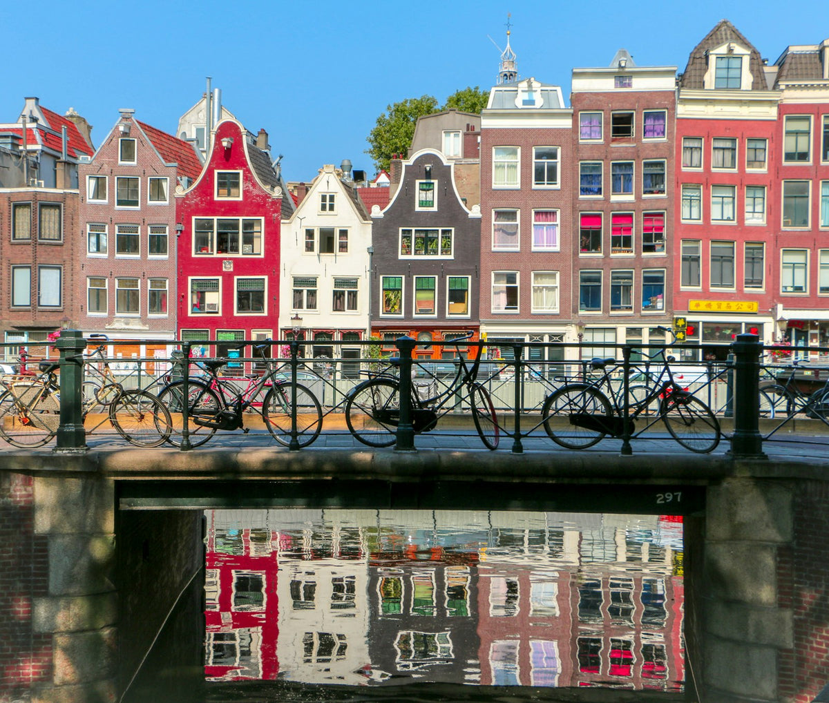 Bicycles on an Amsterdam canal bridge