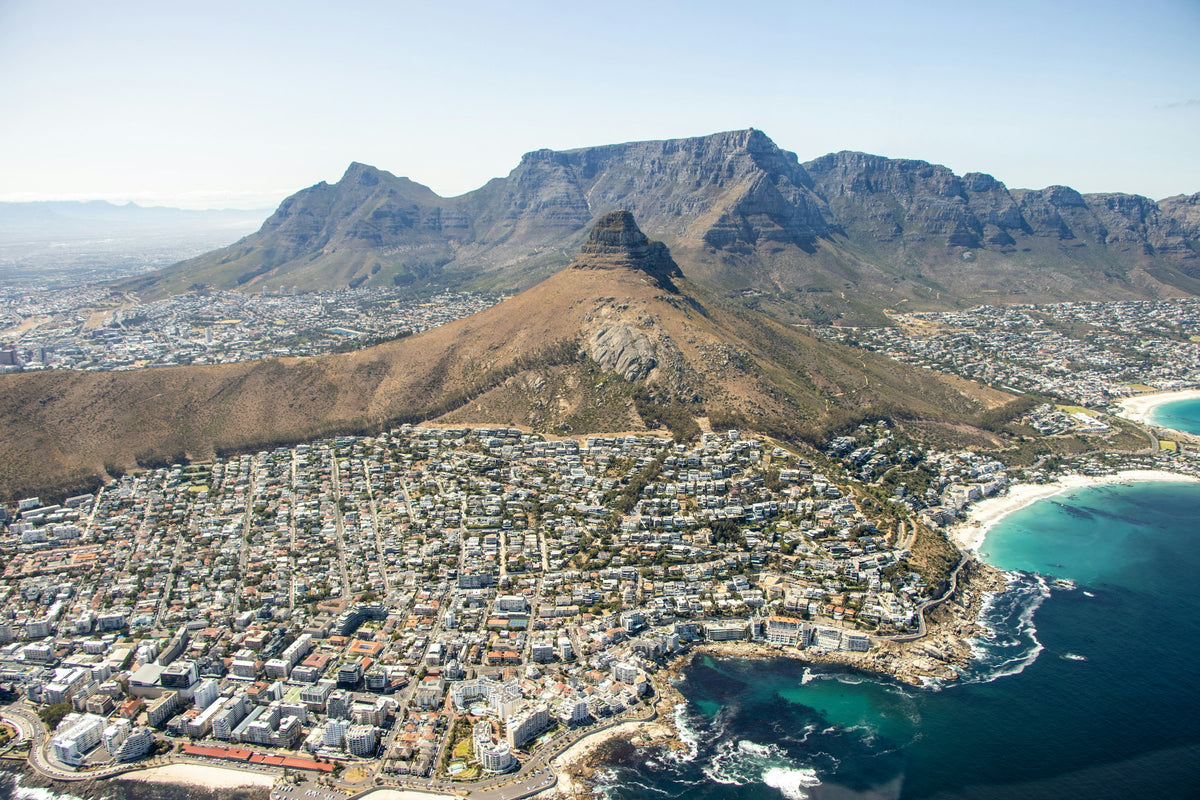 Cape Town and Table Mountain from above, South Africa