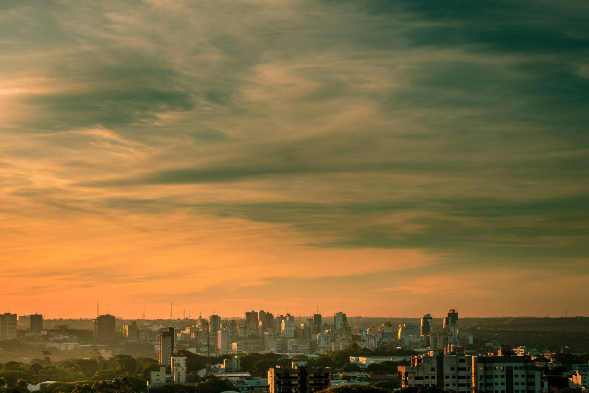 Asunción skyline at sunset
