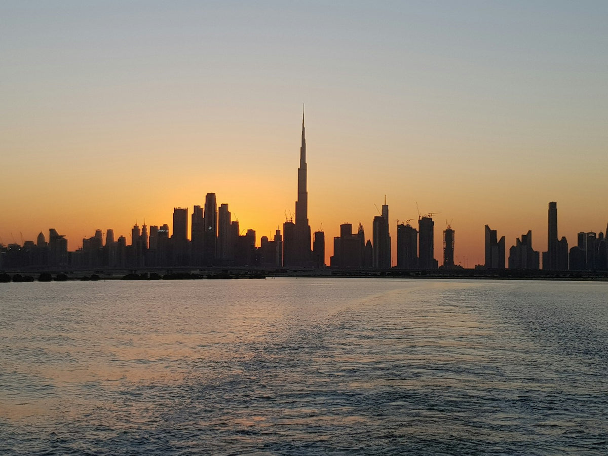 Dubai skyline at sunset