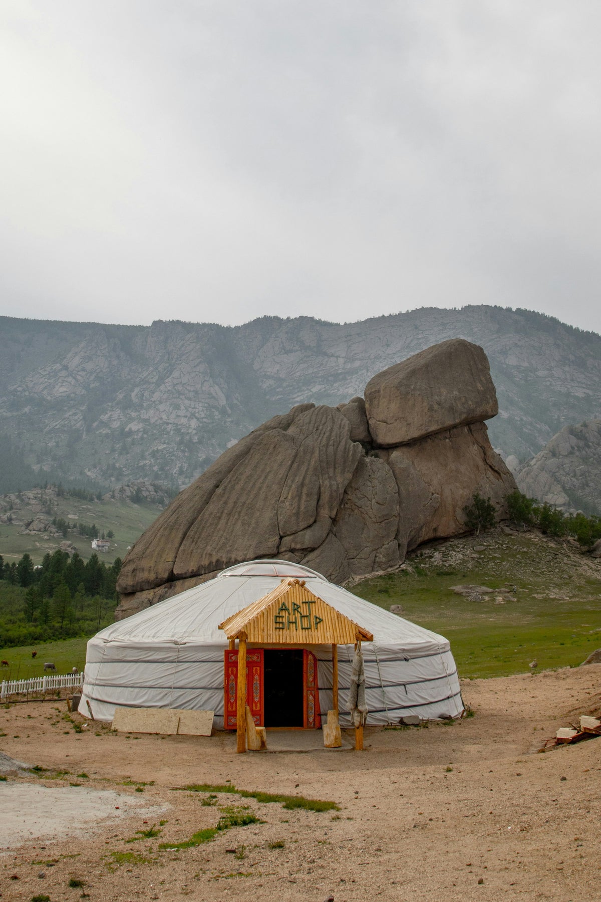 Yurt with a mountain behind, Mongolia