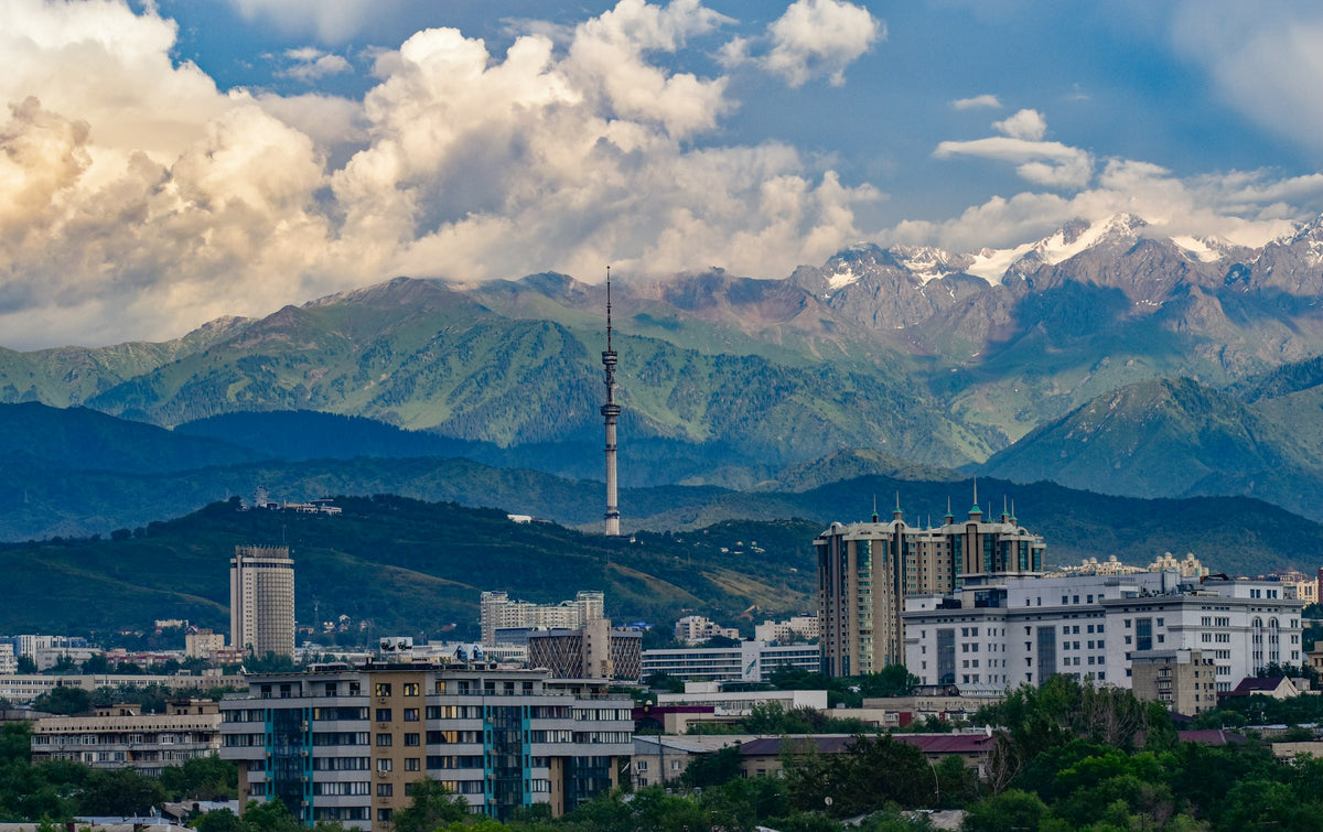 Almaty with the mountains behind