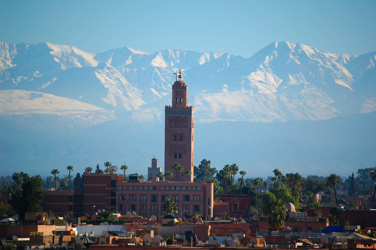 Koutoubia Mosque and the Atlas Mountains, Marrakech