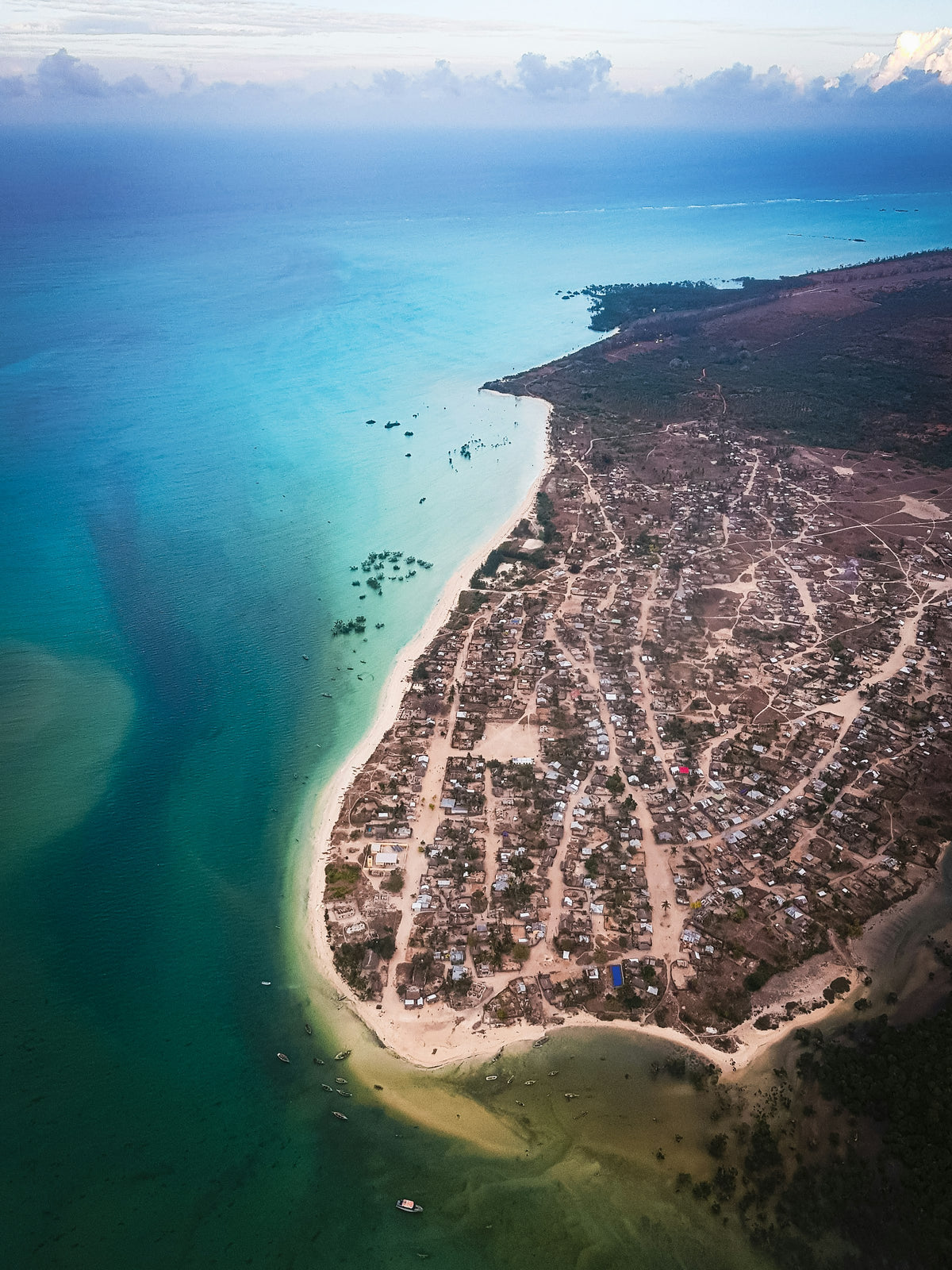 Coastal town from above, Mozambique