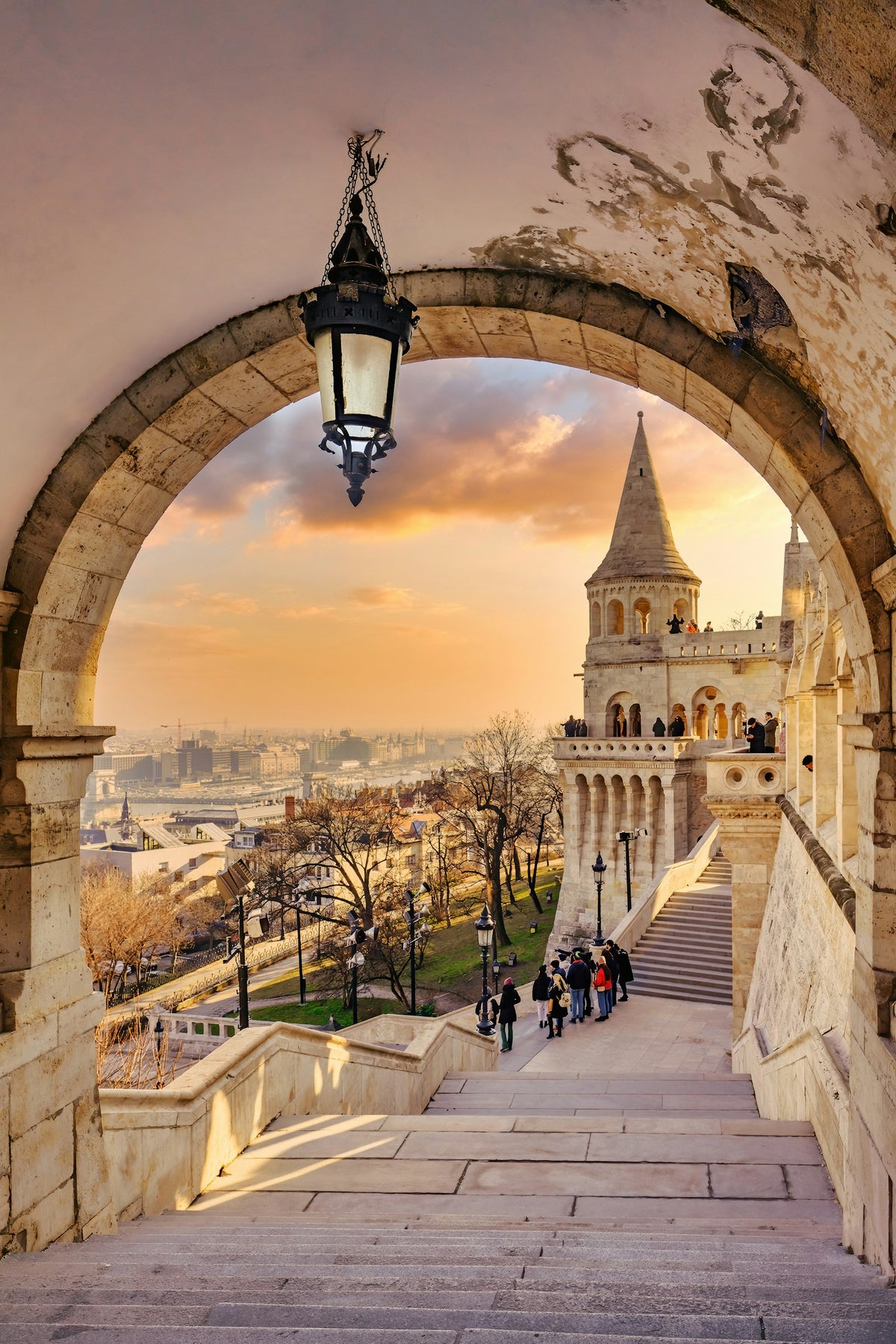 Fisherman's Bastion arches overlooking Budapest