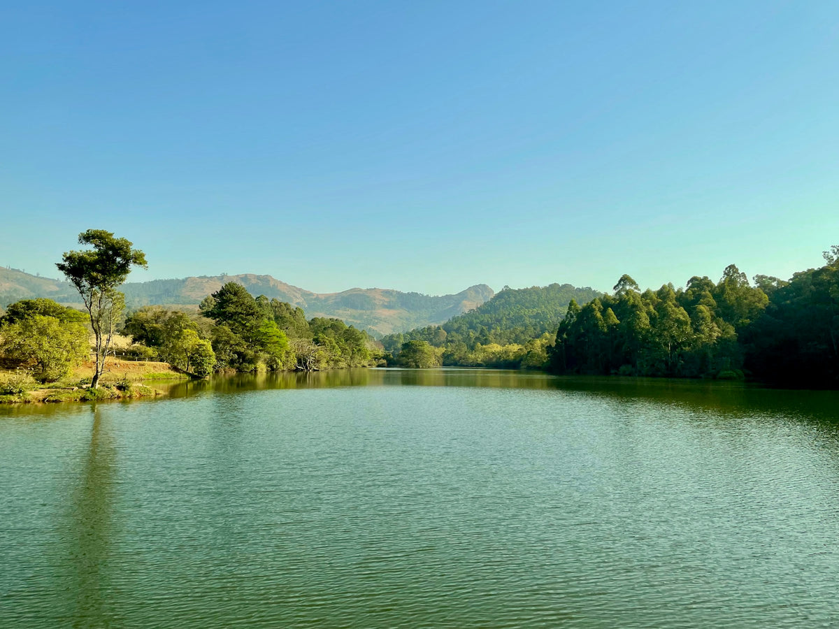 Lake among green hills, Eswatini