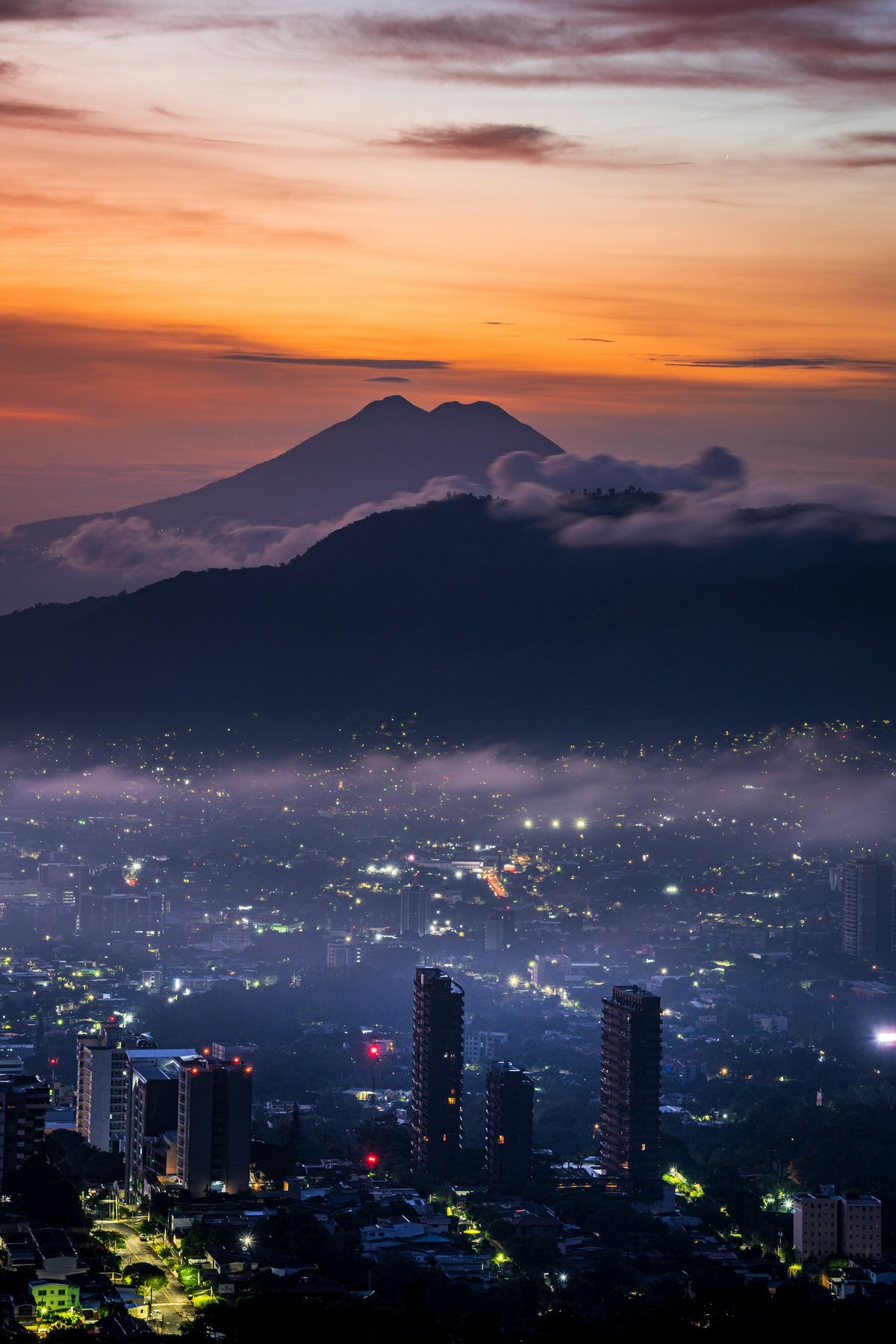 San Salvador with a volcano in the background