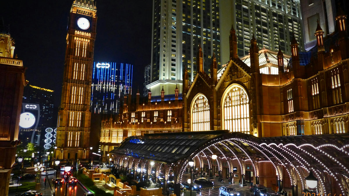 Grand Lisboa tower at night, Macao