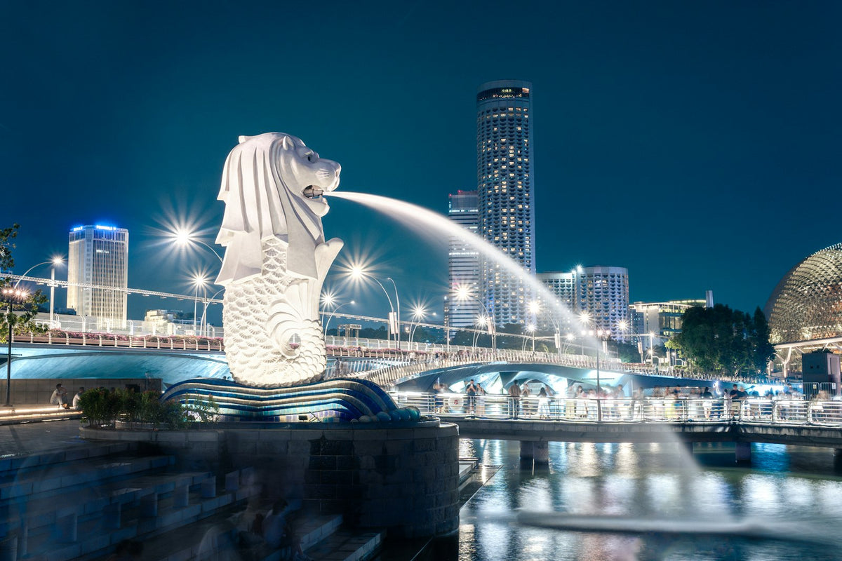Merlion at night, Singapore